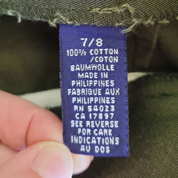 Vintage GAP 90s Olive Green Cropped Cotton Trousers High Rise Size 26 - Picture 5 of 14
